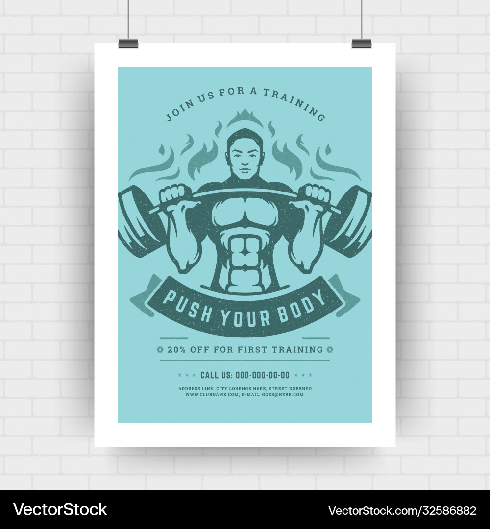 Fitness center flyer modern typographic layout Fitness center flyer modern typographic layout vector image