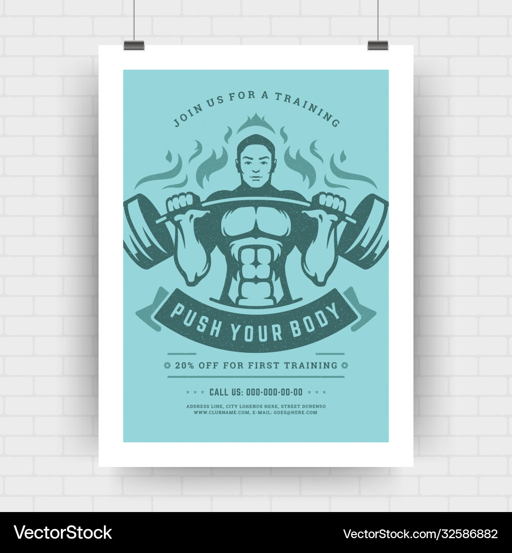 Fitness center flyer modern typographic layout vector image