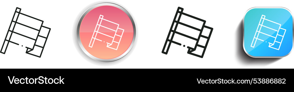Flag icon thin linear regular and button style vector image