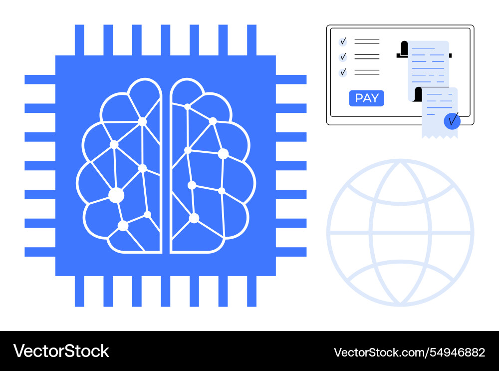 Integration of artificial intelligence in global Integration of artificial intelligence in global vector image