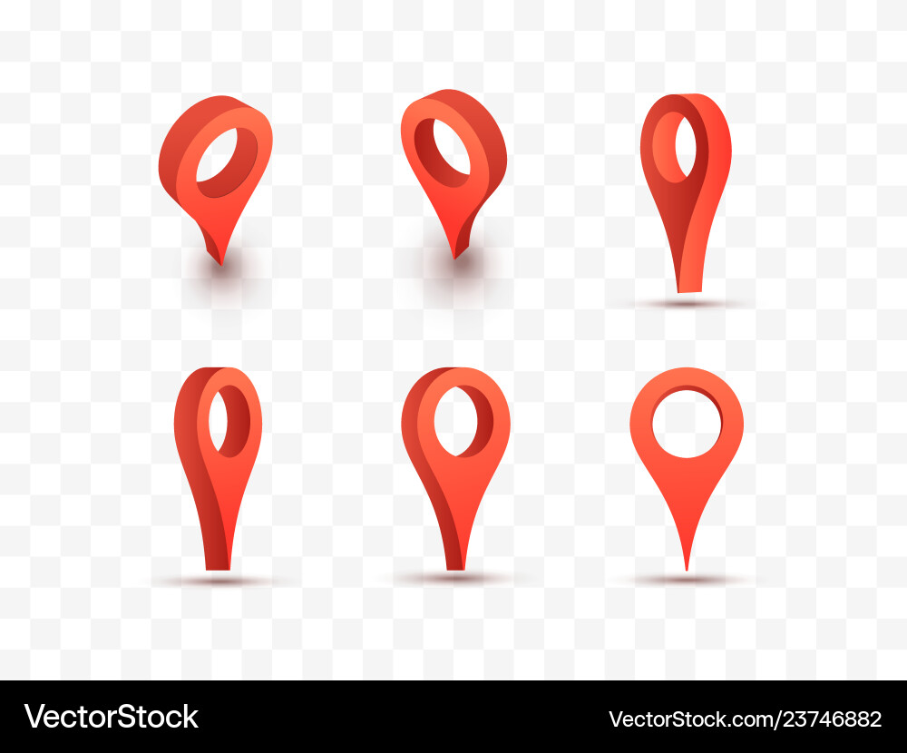 Pointers set 3d map pins isolated Pointers set 3d map pins isolated vector image