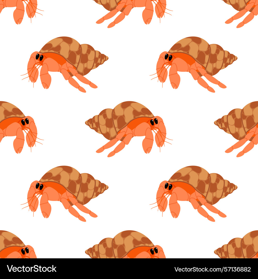Seamless pattern with crawfish in seashell Seamless pattern with crawfish in seashell Vector Image