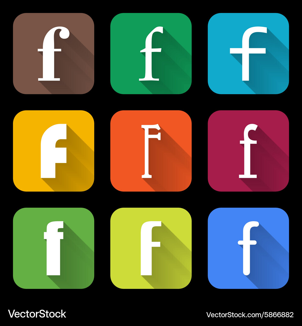 Set of letters f flat style icons for web Vector Image