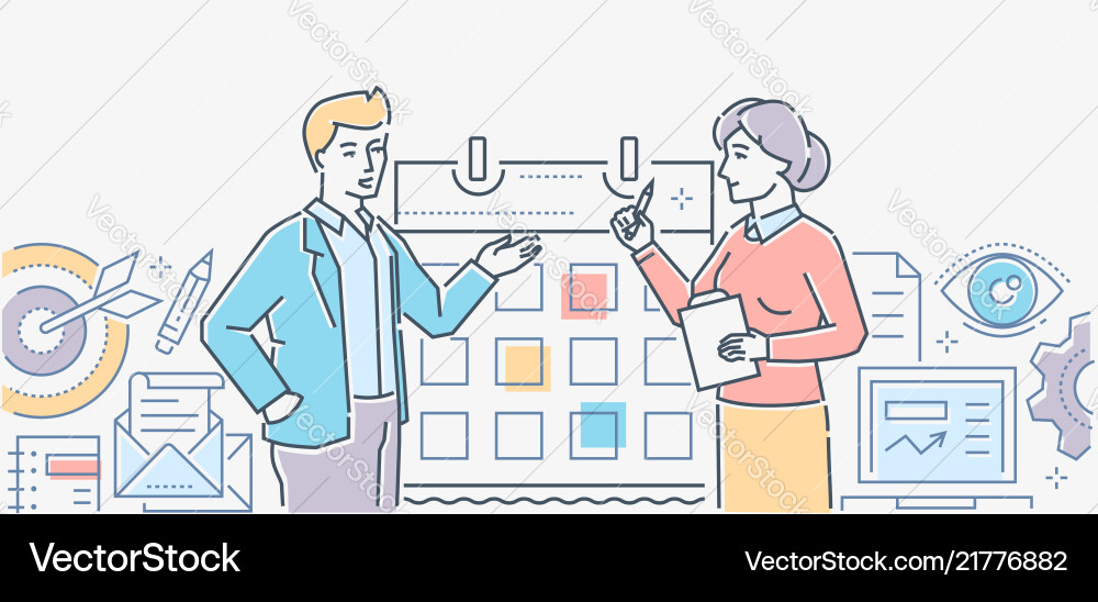 Time management - colorful line design style Time management - colorful line design style vector image