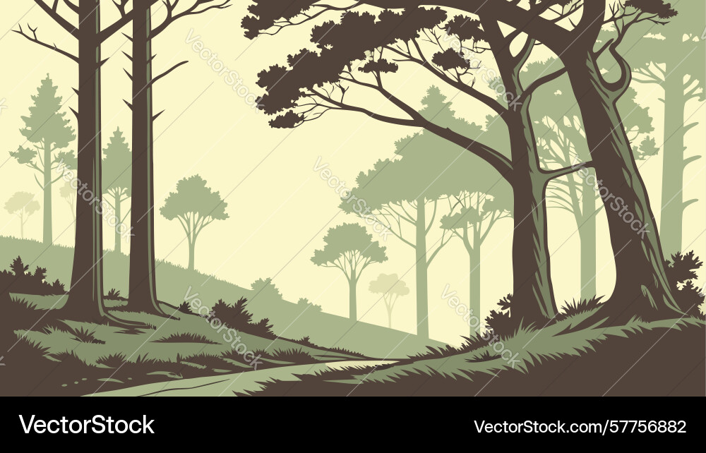 Tranquil forest path landscape design generative Vector Image