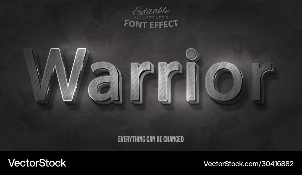 Warrior text 3d editable font effect vector image