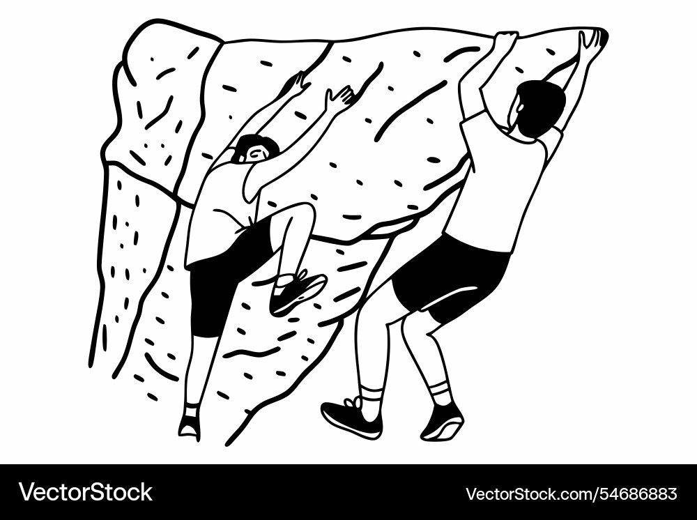 An image of bouldering with a white background f Vector Image