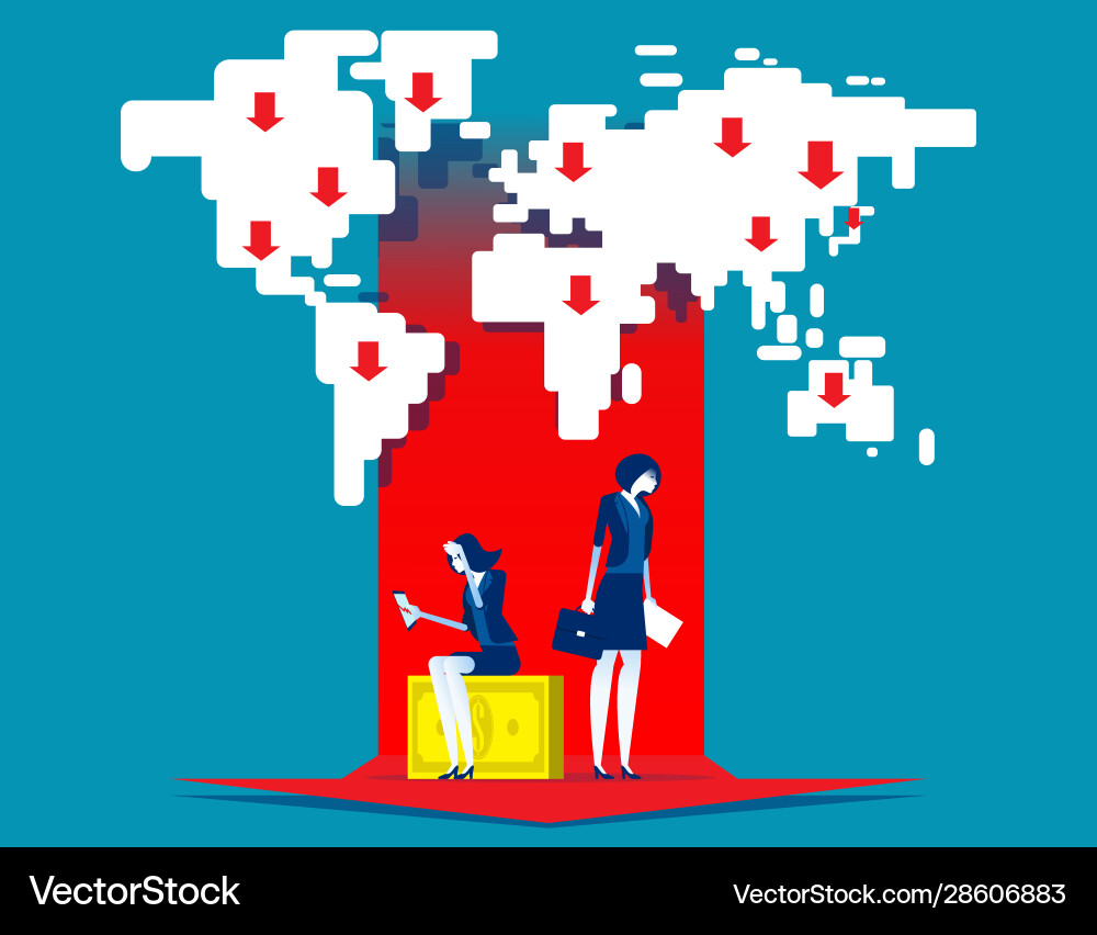 Business people with falling down chart Business people with falling down chart vector image