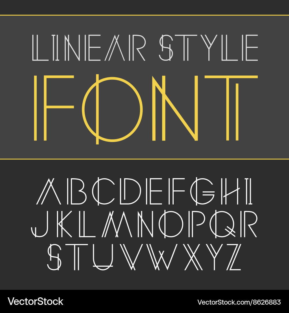 Linear font - simple and minimalistic vector image