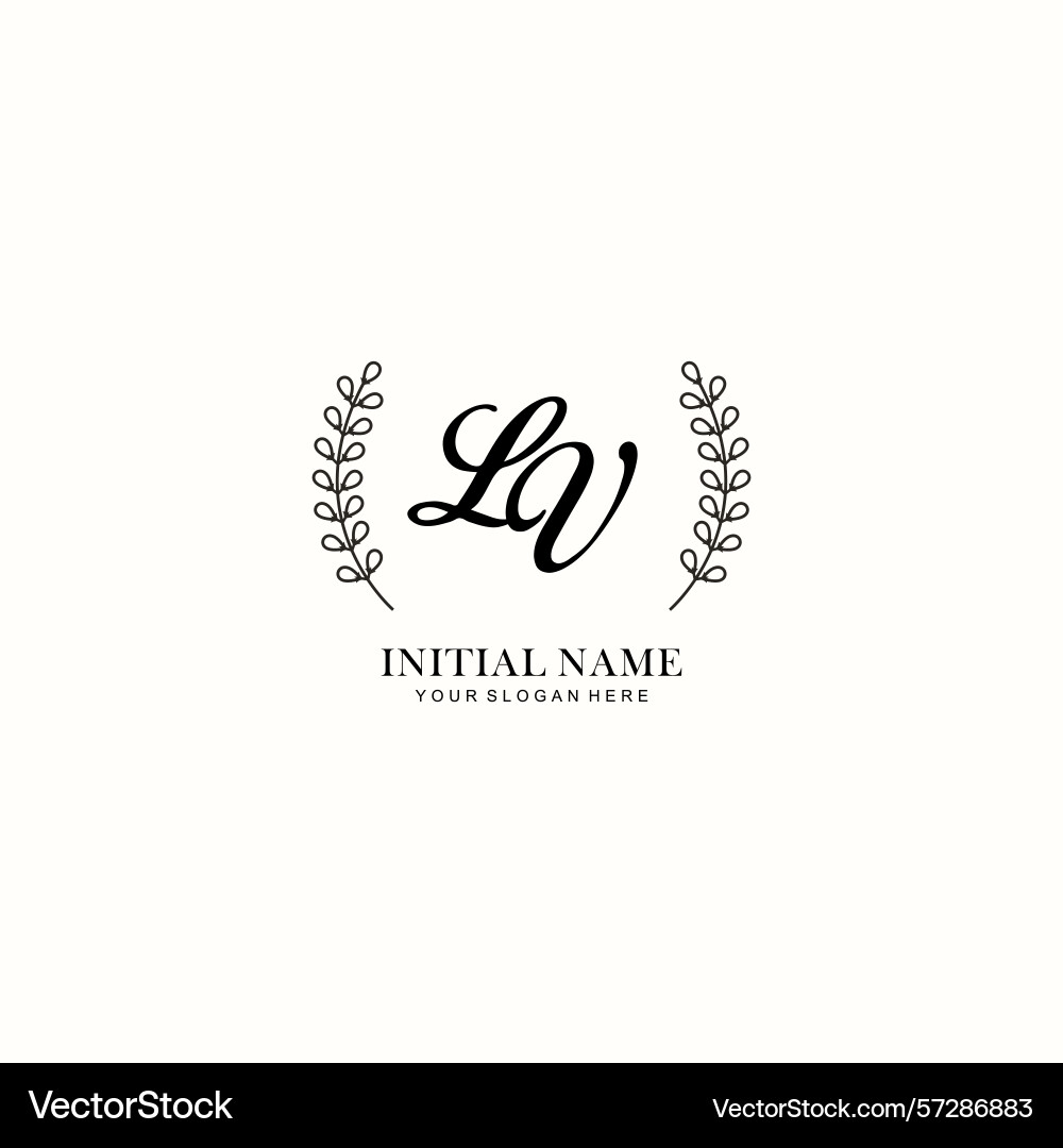 Lv initial logo templates with botanical elements Vector Image