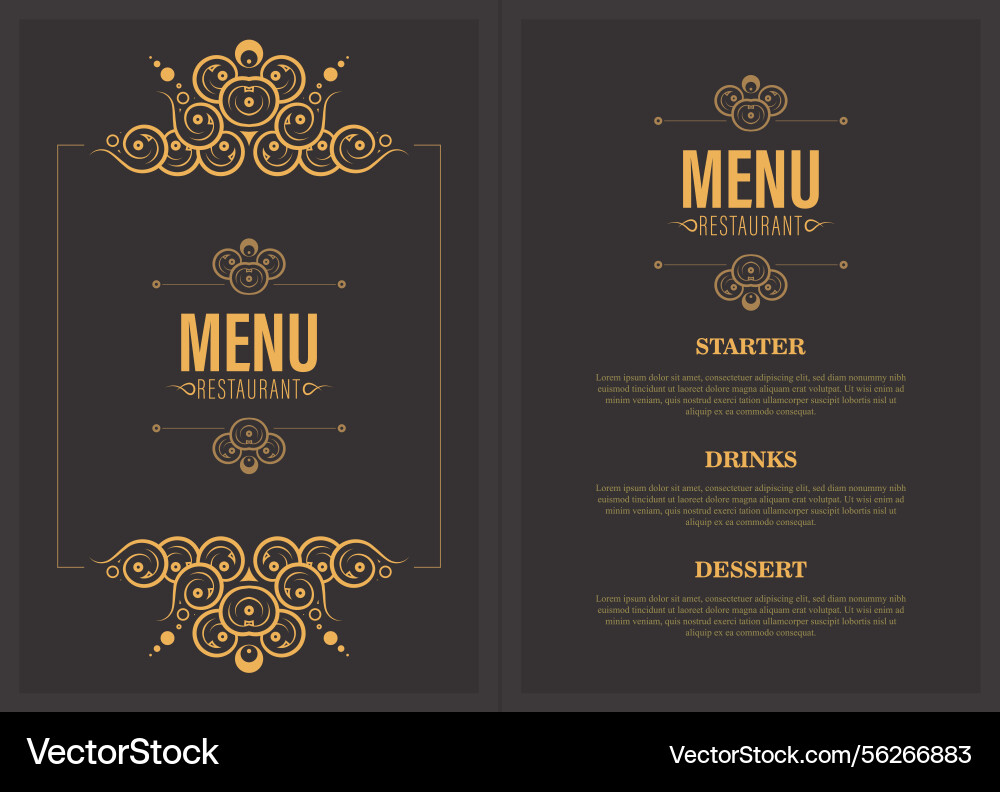 Menu layout with ornamental elements Vector Image