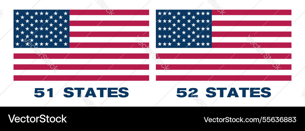 New fictional flags usa 51 52 stars vector image