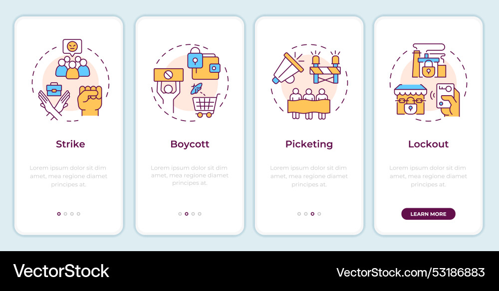 Union tactics onboarding mobile app screen Union tactics onboarding mobile app screen Vector Image