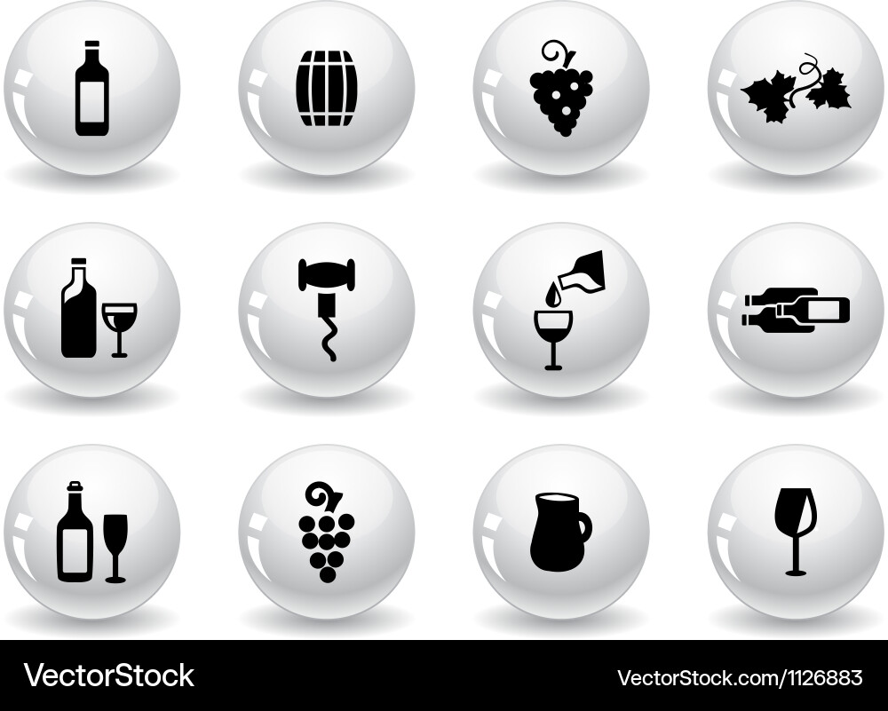 Web buttons wine icons vector image