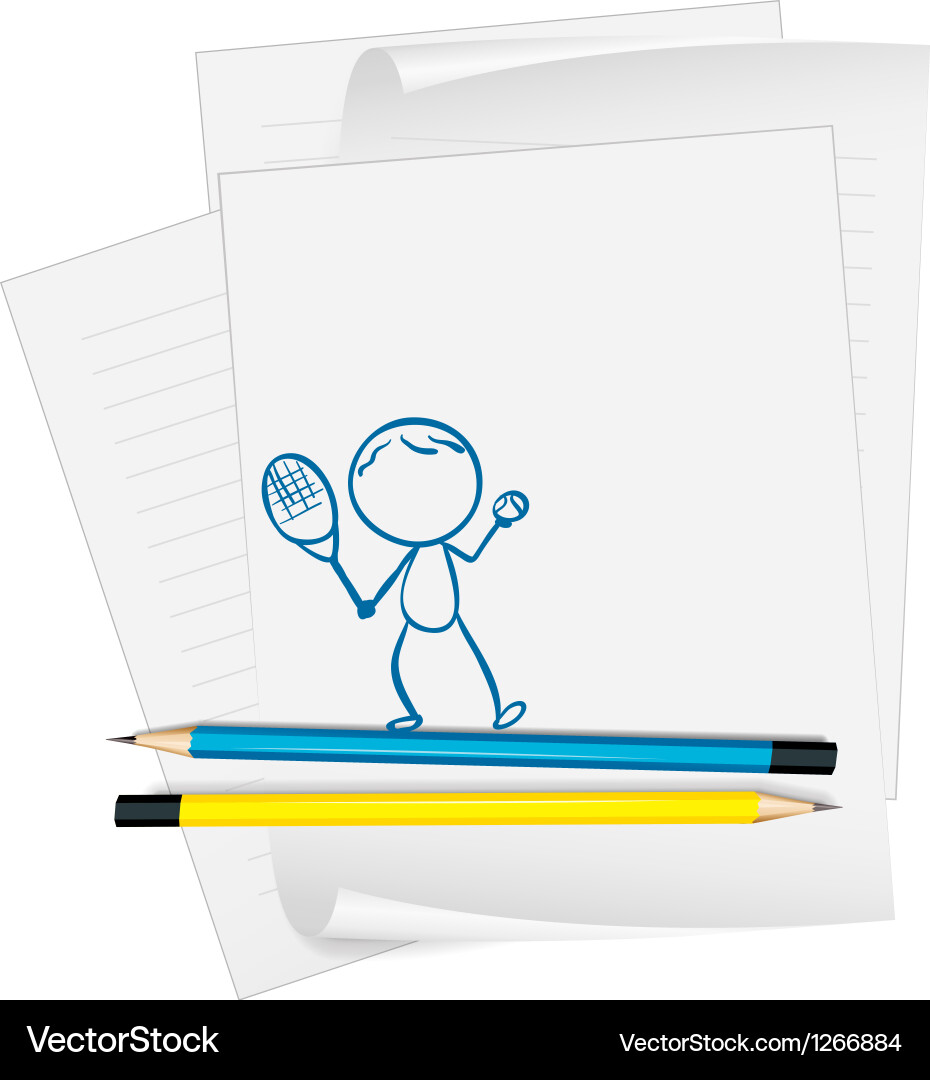 A paper with sketch of person racket vector image