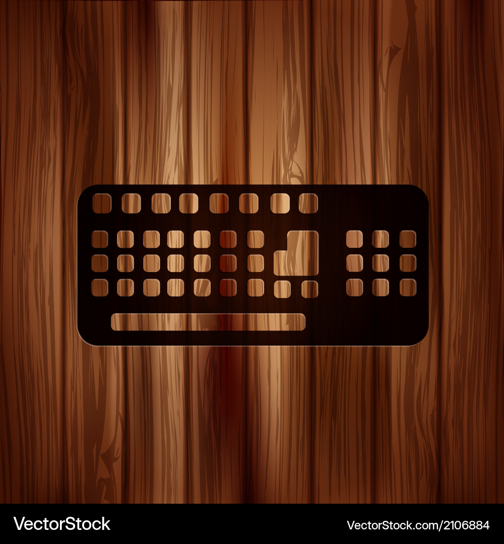 Computer keyboard web icon wooden texture Vector Image