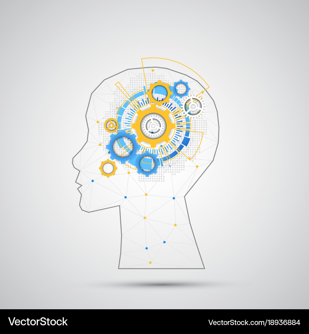 Creative brain concept background with triangular Vector Image