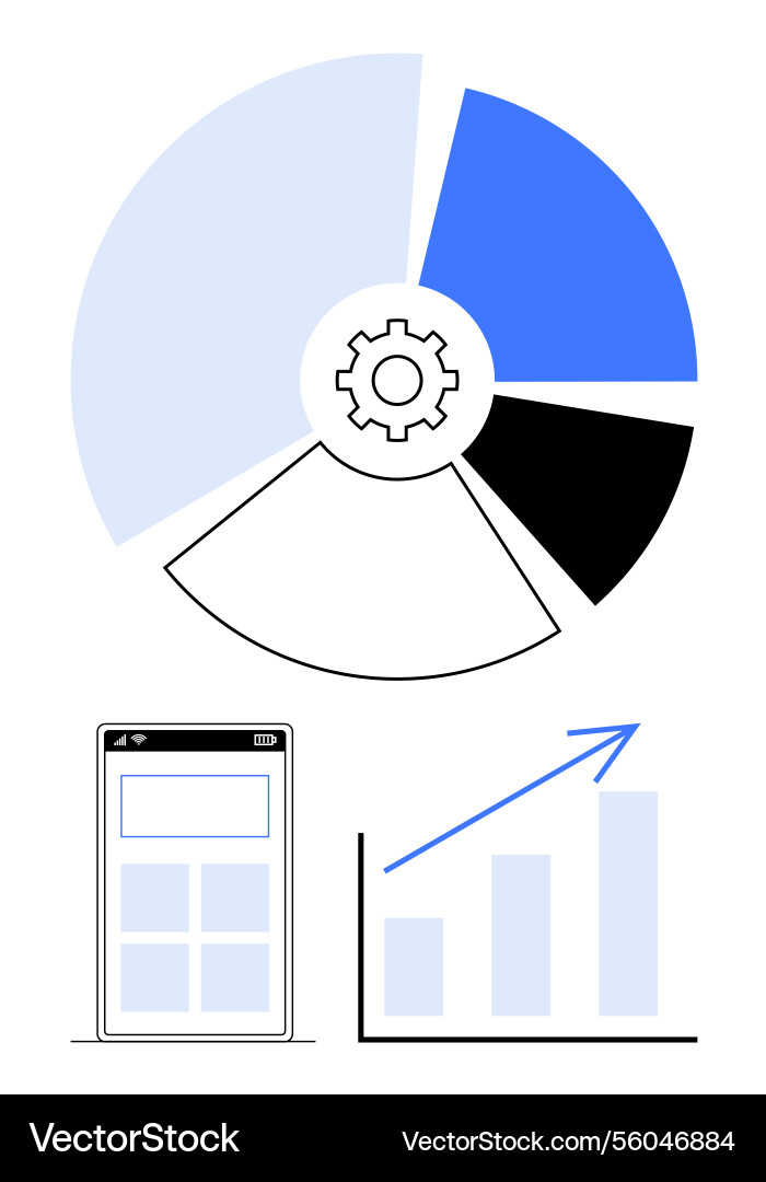 Data analytics concept with pie chart bar graph Data analytics concept with pie chart bar graph vector image