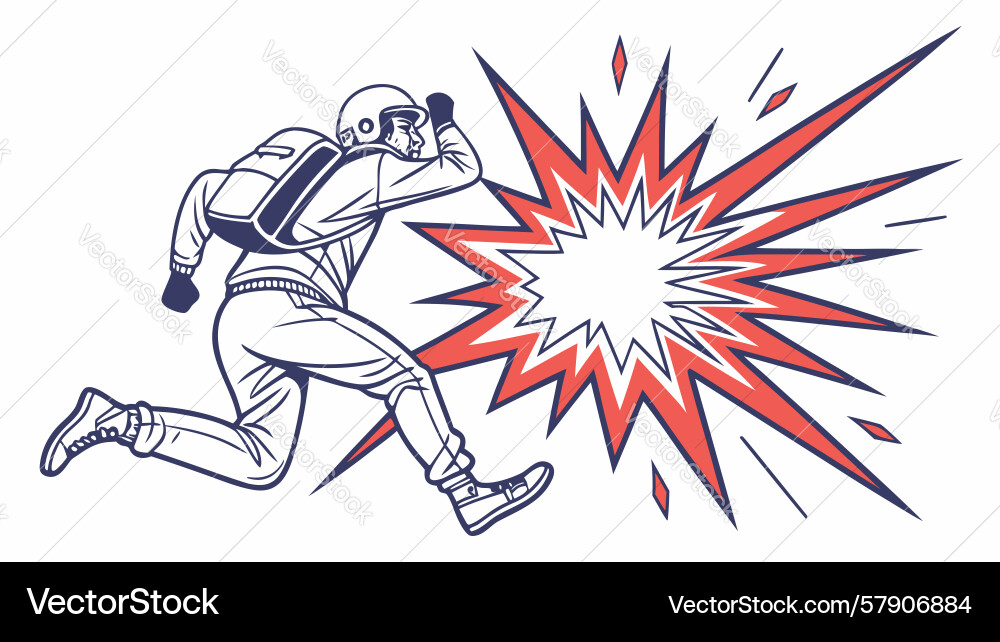 Dynamic running man with burst effect design vector image