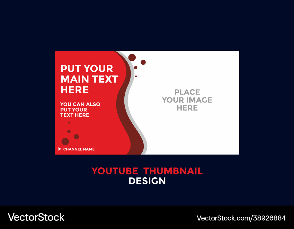 Editable youtube thumbnail design in red color Editable youtube thumbnail design in red color vector image