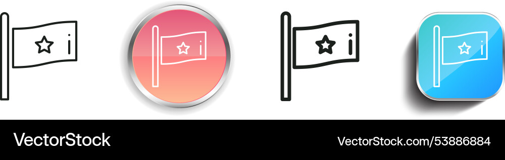 Flag icon thin linear regular and button style Flag icon thin linear regular and button style Vector Image