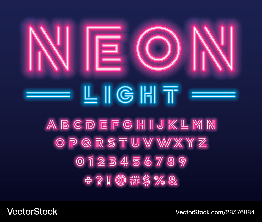Neon font Neon font Vector Image
