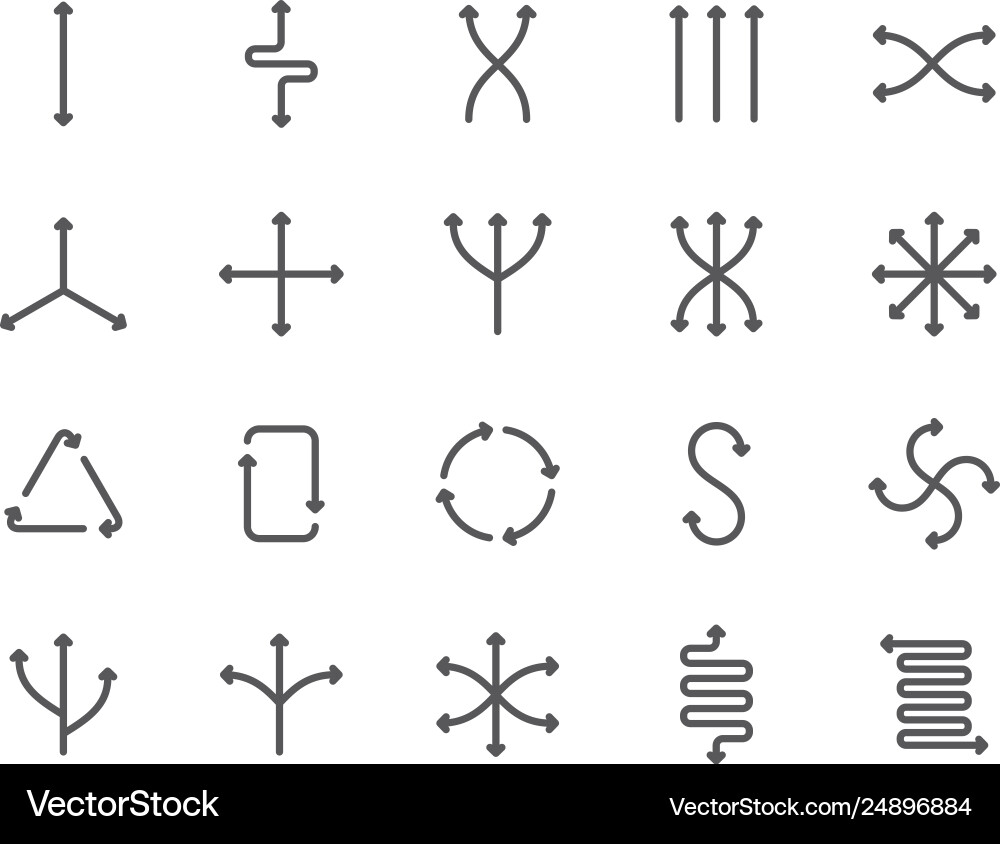 Set flexibility line icons different vector image