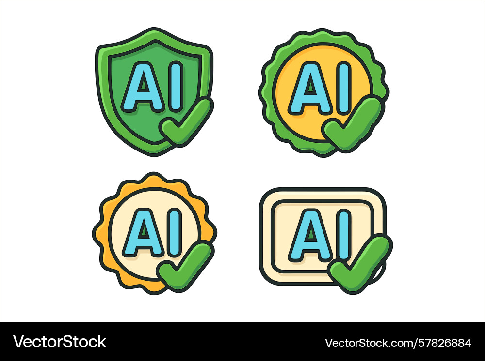 Verification badges representing artificial Verification badges representing artificial Vector Image
