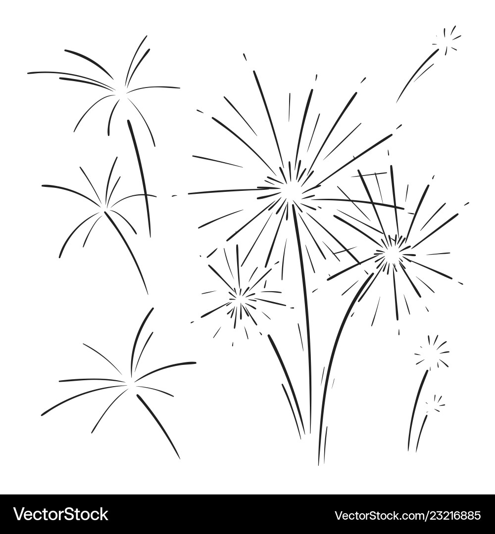 Hand drawn set of fireworks Hand drawn set of fireworks vector image