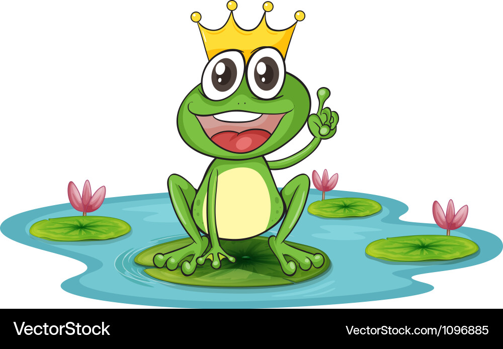 Happy king cartoon frog Vector Image