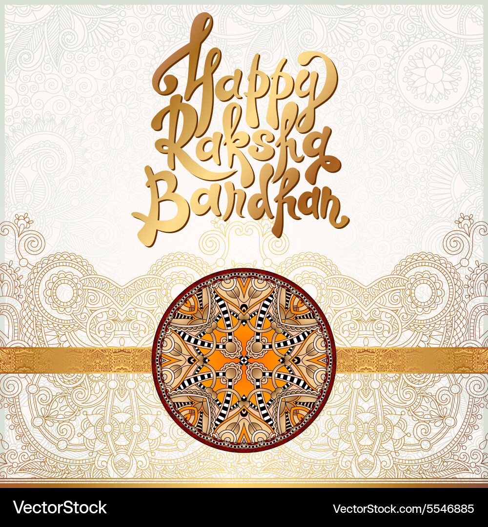 Happy rakhi greeting card for indian holiday Vector Image