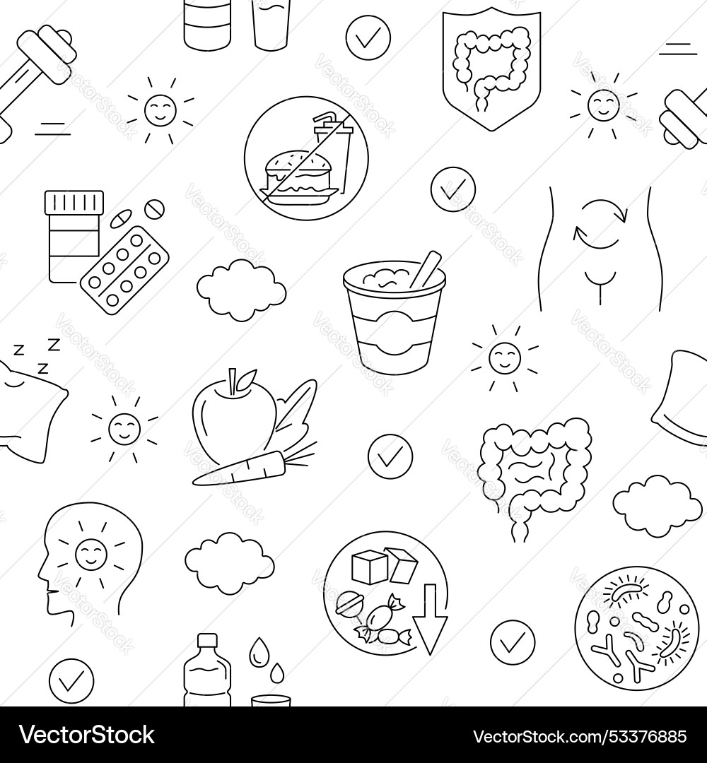 Healthy eating and digestion seamless pattern Healthy eating and digestion seamless pattern vector image