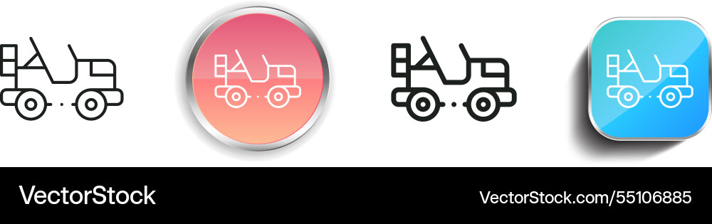 Jeep icon thin linear regular and button style Vector Image