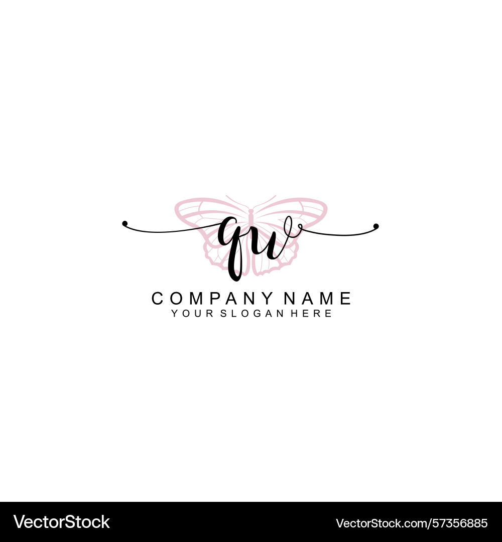 Minimalist handwritten qw initial logos with soft Vector Image