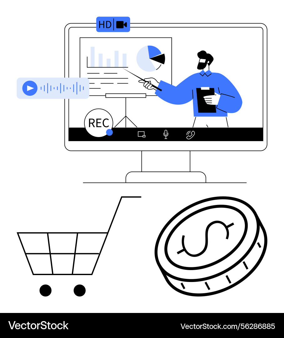 Online presentation and shopping concept with key Vector Image