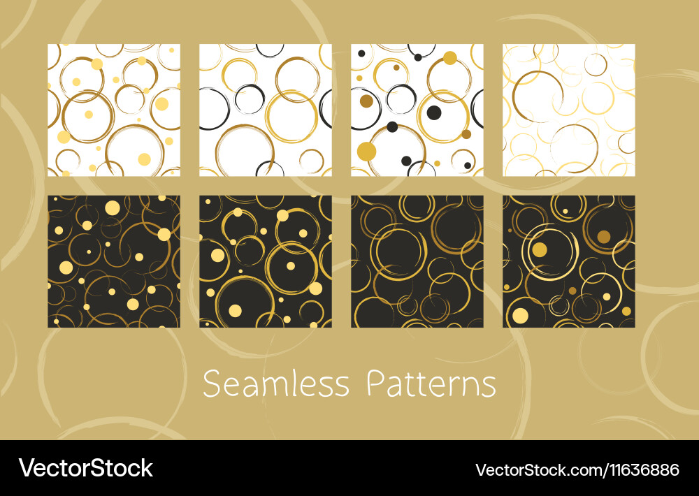 Abstract circles seamless patterns set Royalty Free Vector
