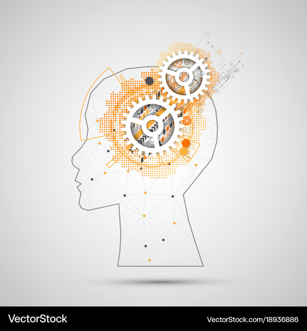 Creative brain concept background with triangular vector image