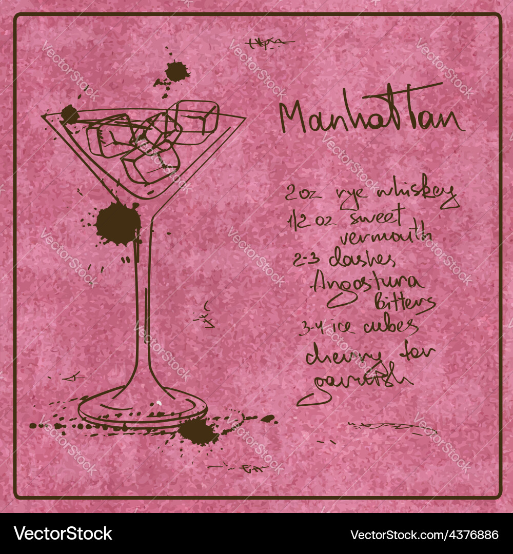 Handgezeichneter Manhattan Cocktail vektorbild