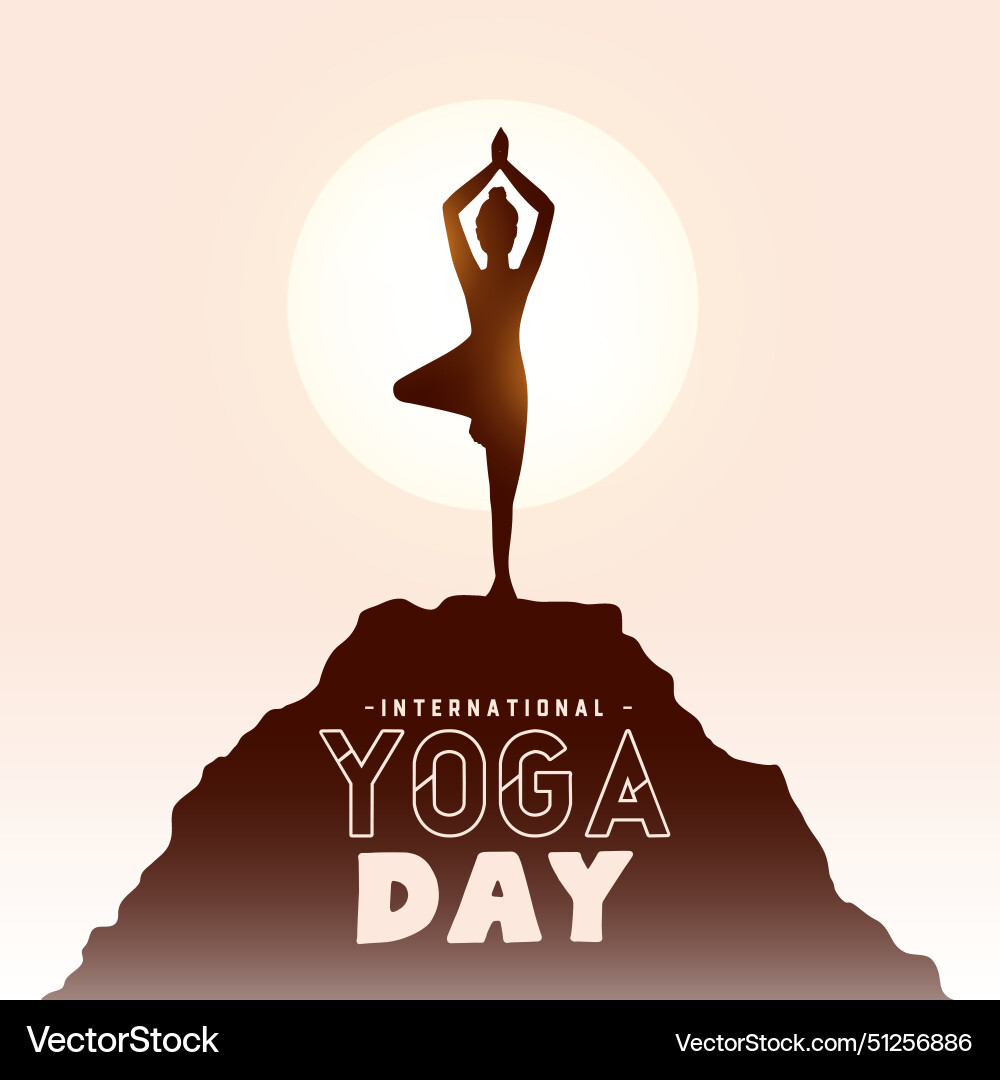International yoga day morning background woman International yoga day morning background woman vector image