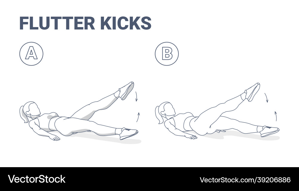 Lying Flutter Kicks Exercise Vector Image