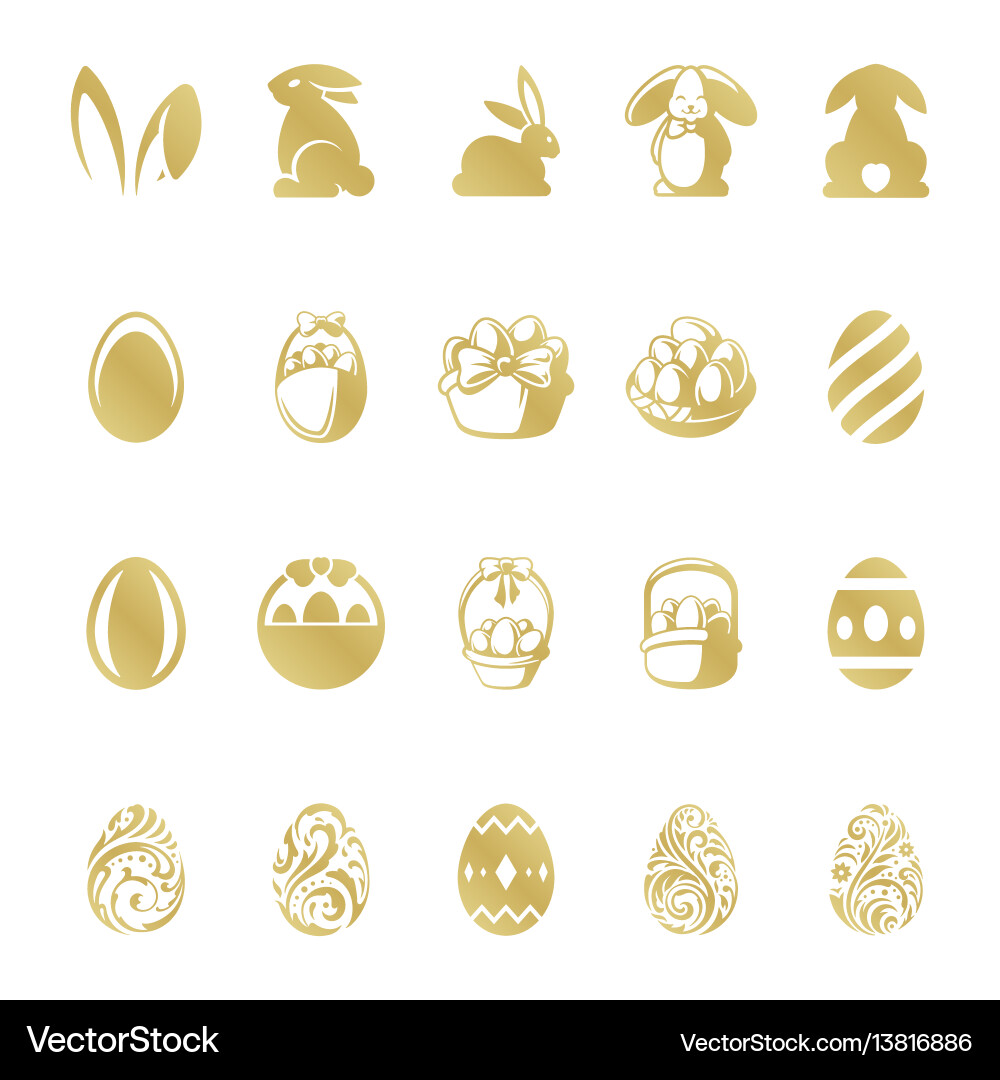 Retro Easter Objects Collection Vector Image