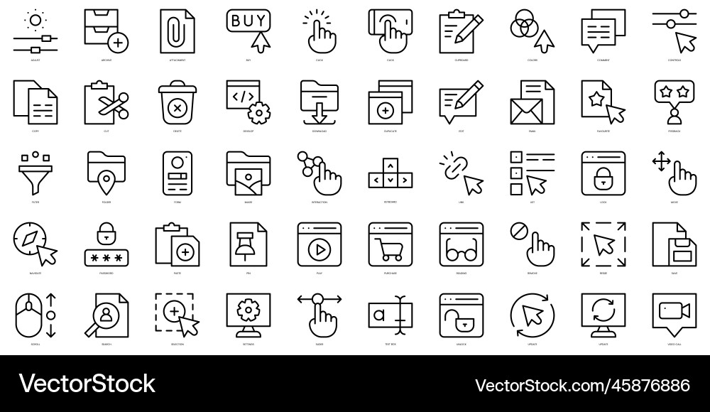 Set of thin line user actions icons Set of thin line user actions icons vector image