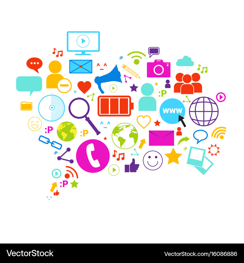 Social Media Kommunikation Icons Vektorbild
