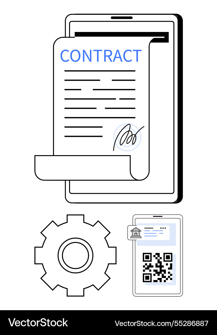 Digital contract document with e-signature Vector Image