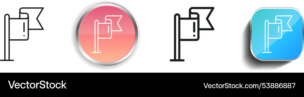 Flag icon thin linear regular and button style Flag icon thin linear regular and button style Vector Image