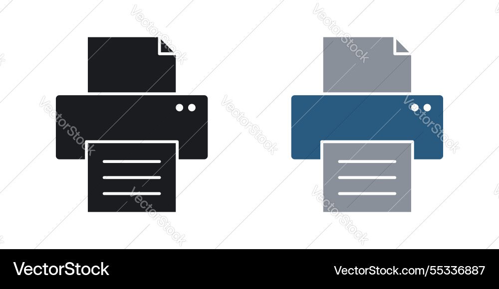Print icons set black and colored style vector image