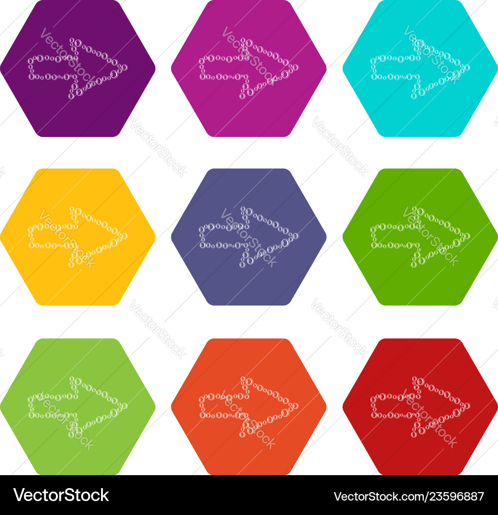 Right arrow with bubble contour icons set 9 Right arrow with bubble contour icons set 9 vector image