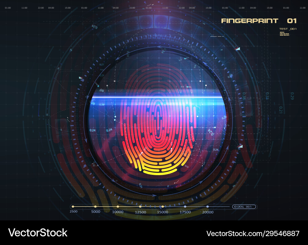Scan fingerprint biometric identity and approval Scan fingerprint biometric identity and approval Vector Image