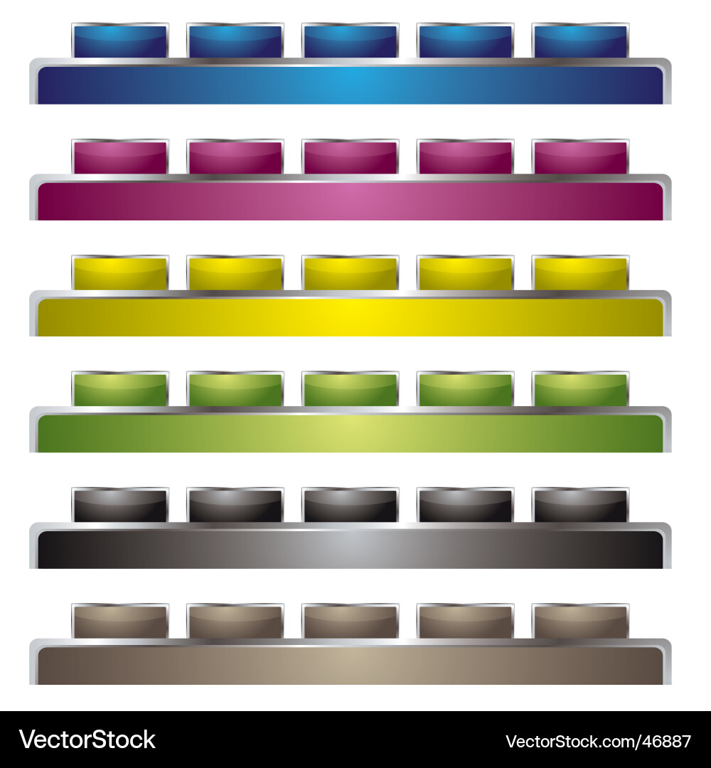 Silver Beveled Web Interface Elements Vector Image