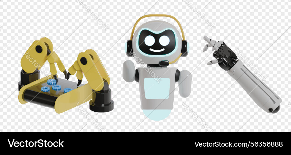 AI Robot Icons - 3D Render vector image